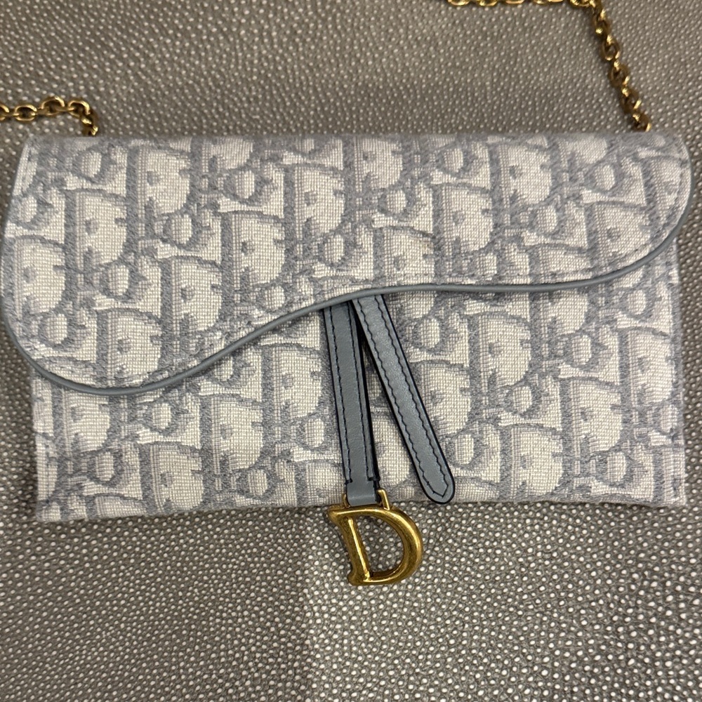 Dior Blue and White Monogram Clutch